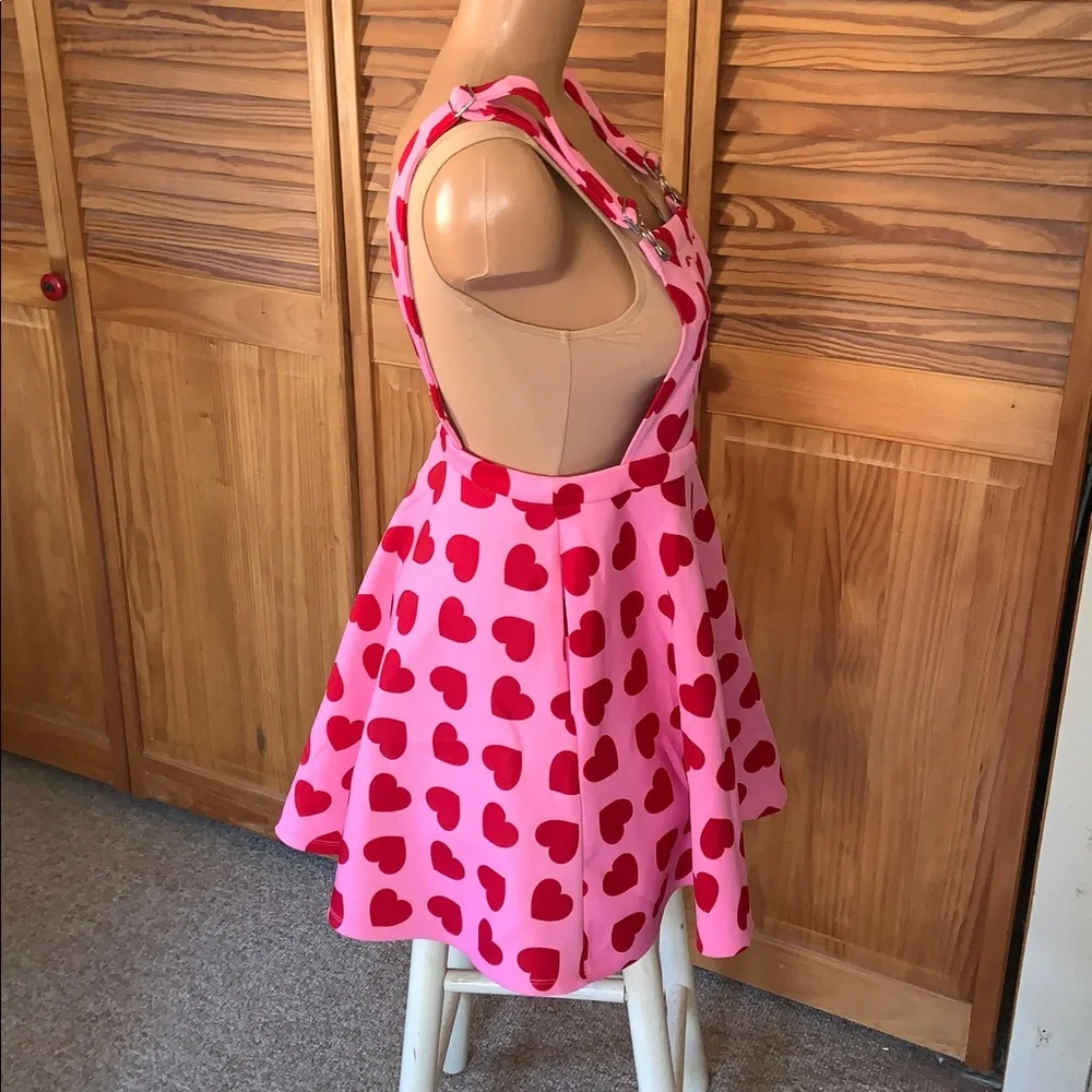 Hot Topic Skirtall Pink Dress with Red Hearts S/M anime cosplay Comic-Con